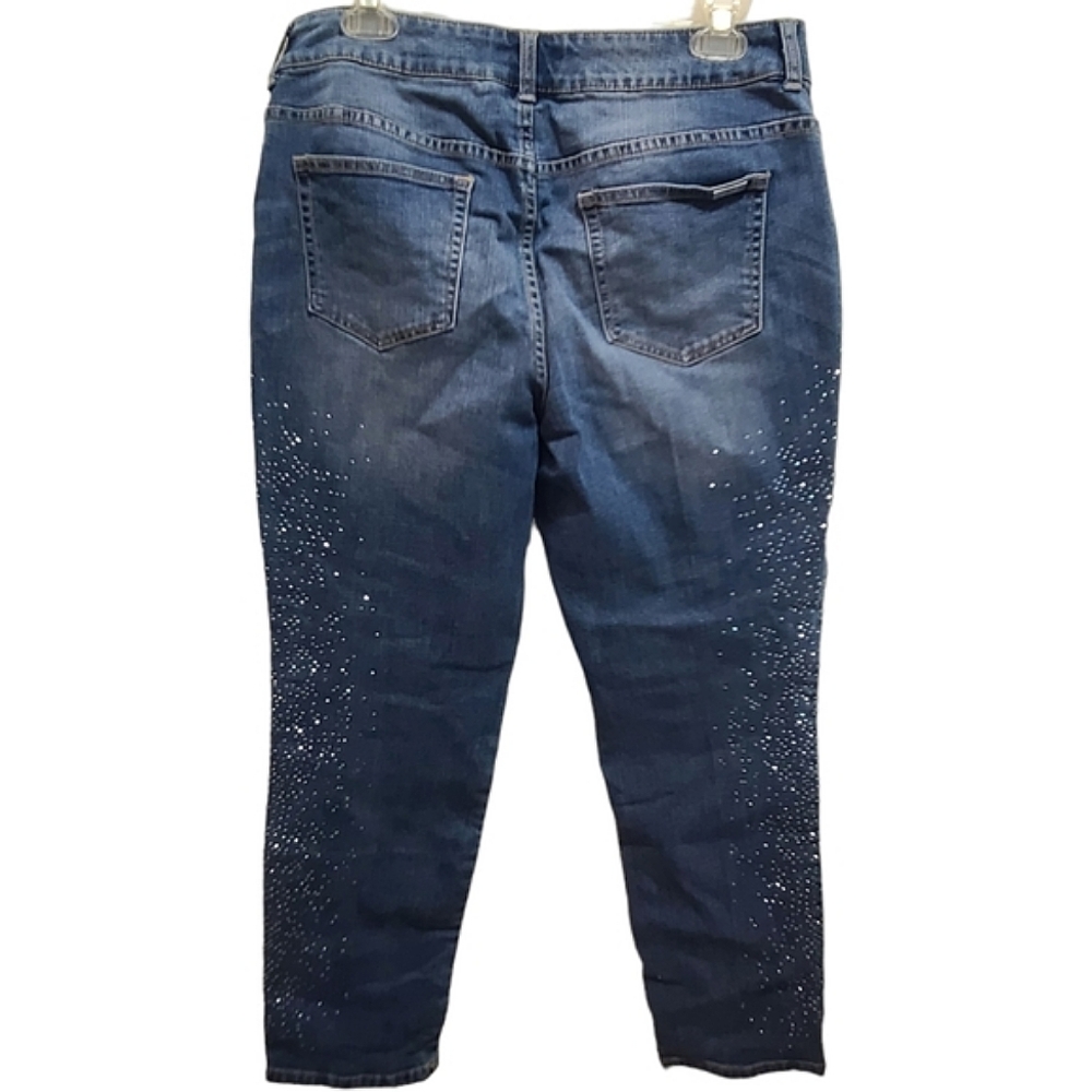 Chico's Women's So Slimming Scattered Embellished Straight Leg Jeans Size 1.5 - Picture 6 of 10